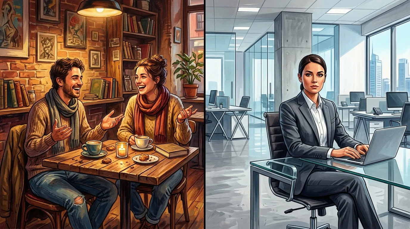 Comparaison entre vie casual et environnement professionnel moderne
