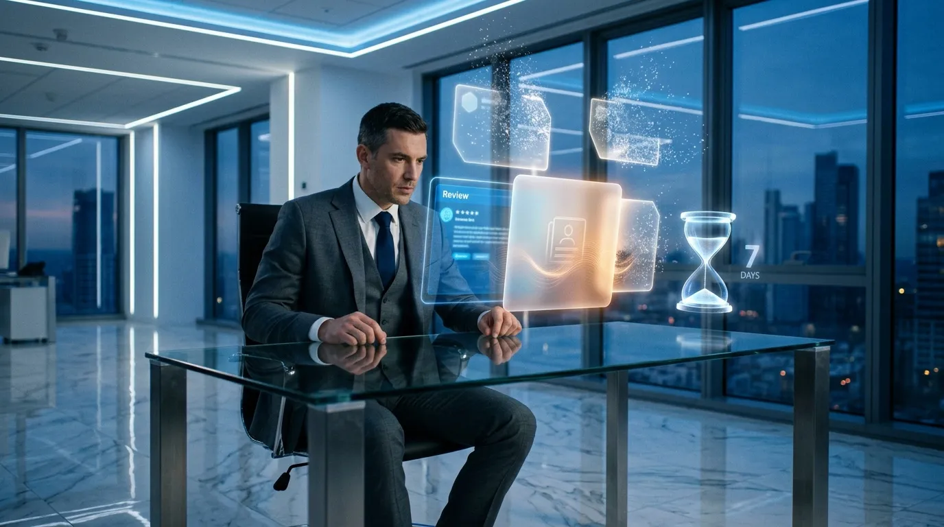 Homme d'affaires manipulant des &eacute;l&eacute;ments holographiques futuristes