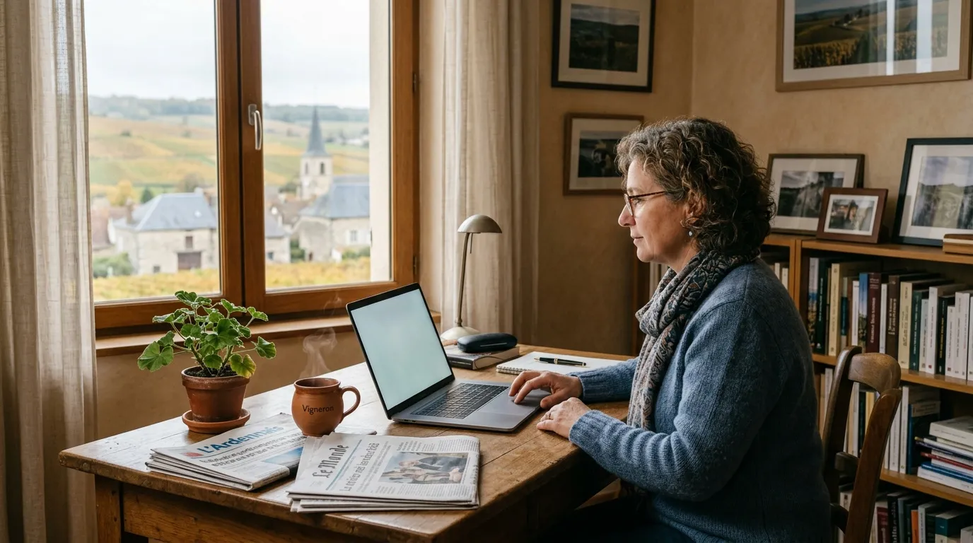 Femme travaillant sur ordinateur portable pr&egrave;s d'une fen&ecirc;tre