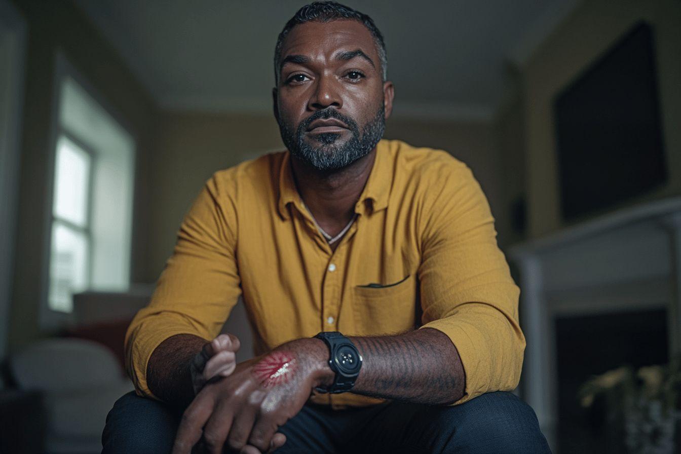 Portrait d'un homme s&eacute;rieux portant une chemise jaune
