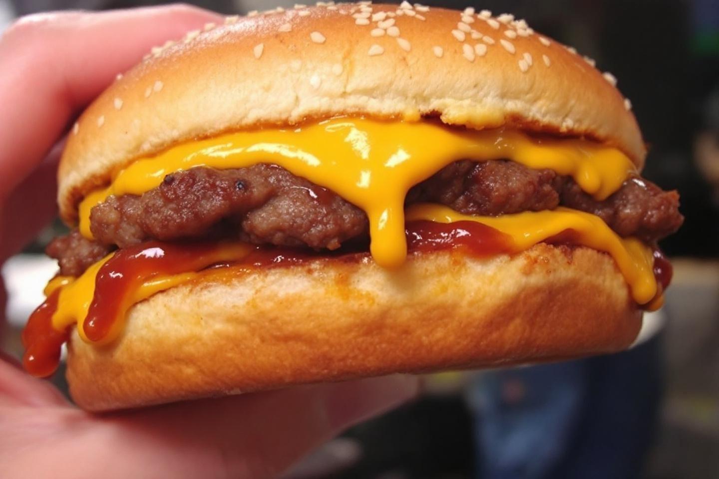 Burger avec viande, fromage fondu et sauce tomate