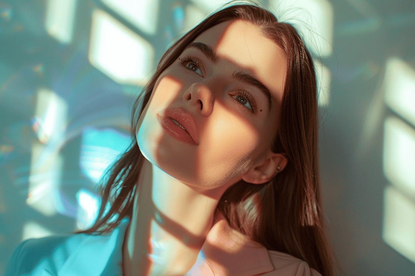 Portrait d'une femme avec des ombres douces et lumineuses