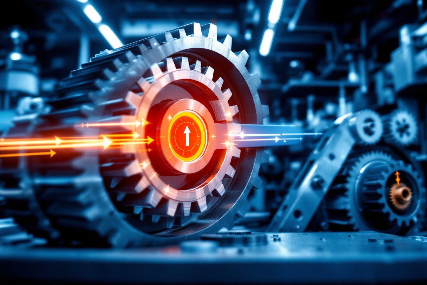 Système mécanique complexe avec roue dentée centrale numérique