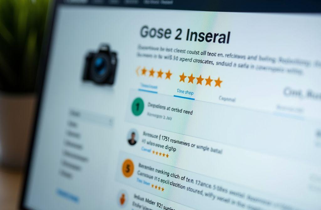 Écran affichant les évaluations d'un produit avec étoiles