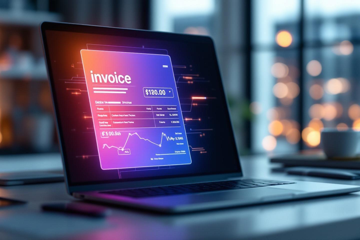 Interface de facture high-tech avec graphique sur &eacute;cran d'ordinateur