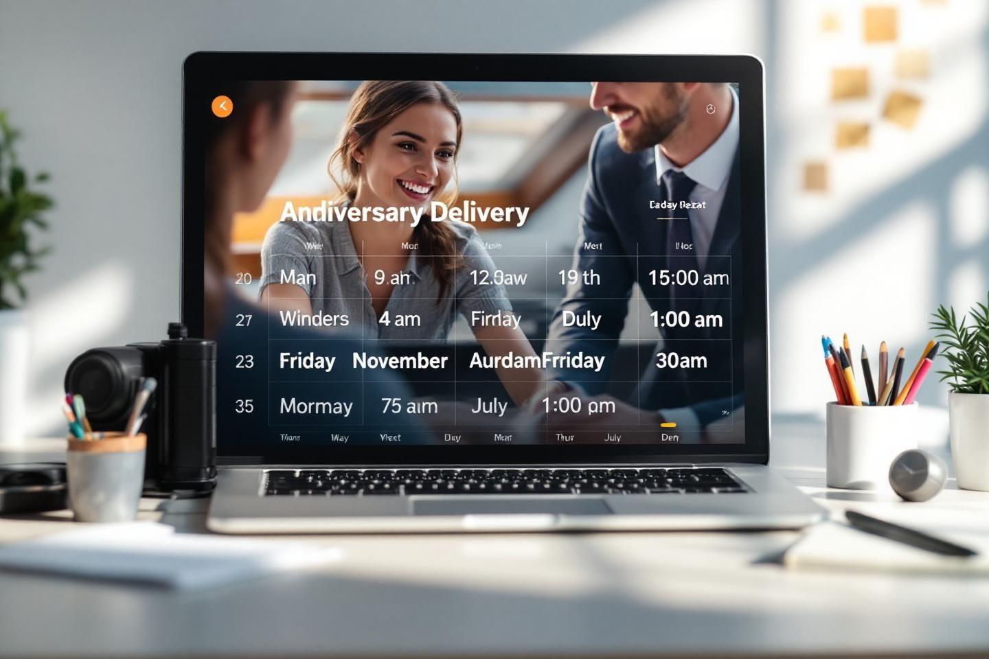 Ordinateur portable affichant un calendrier de livraison d'anniversaire