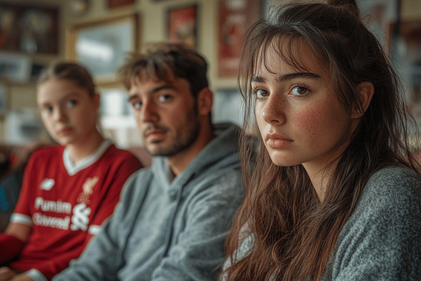 Trois personnes avec des expressions s&eacute;rieuses, regardant diff&eacute;rentes directions