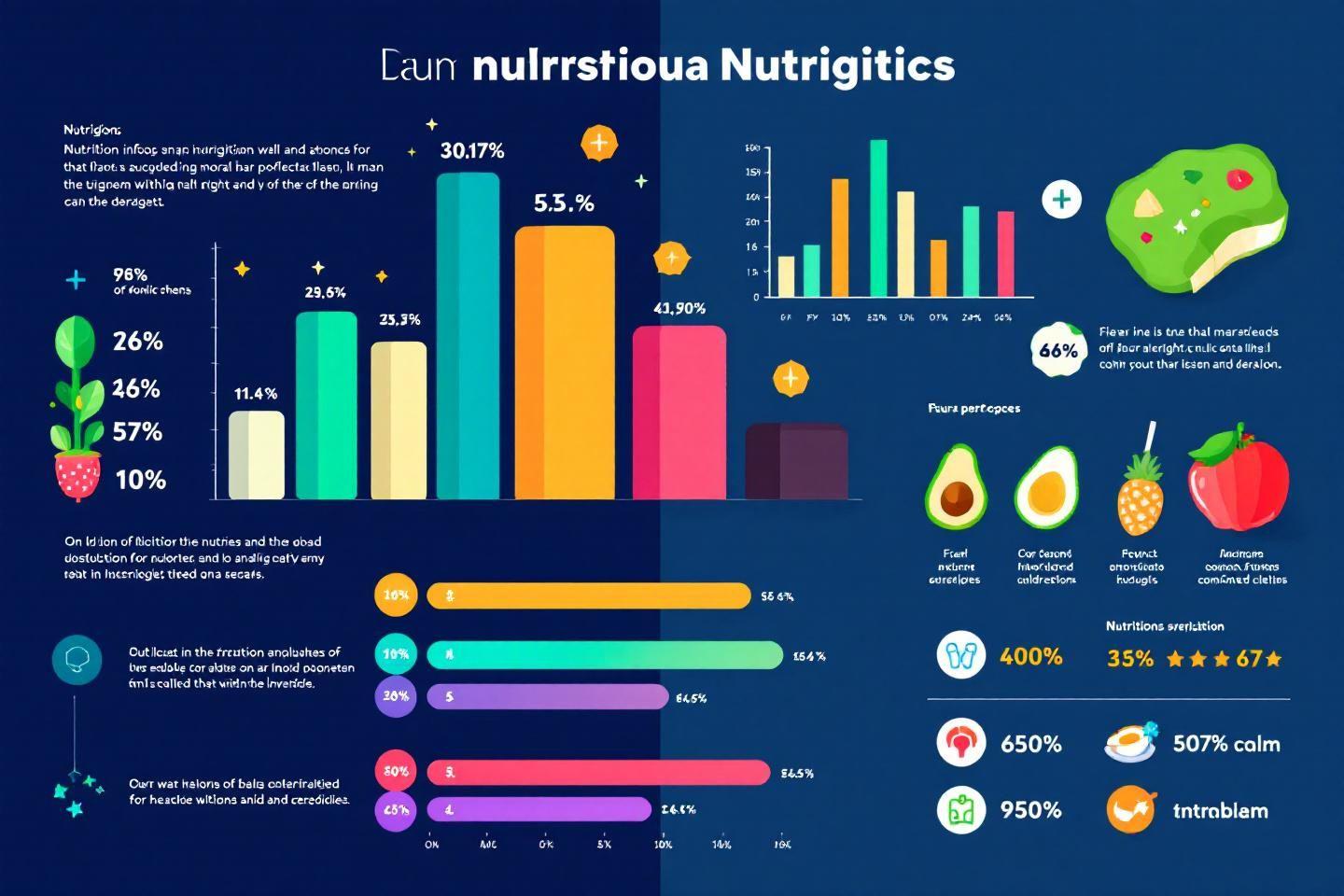 Graphiques colorés présentant des statistiques nutritionnelles détaillées