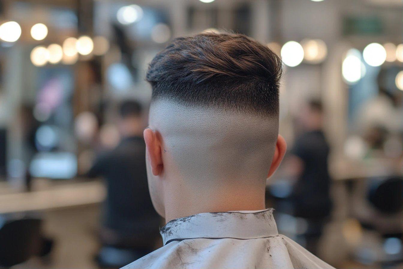 Vue arri&egrave;re d'une coiffure masculine &agrave; la mode