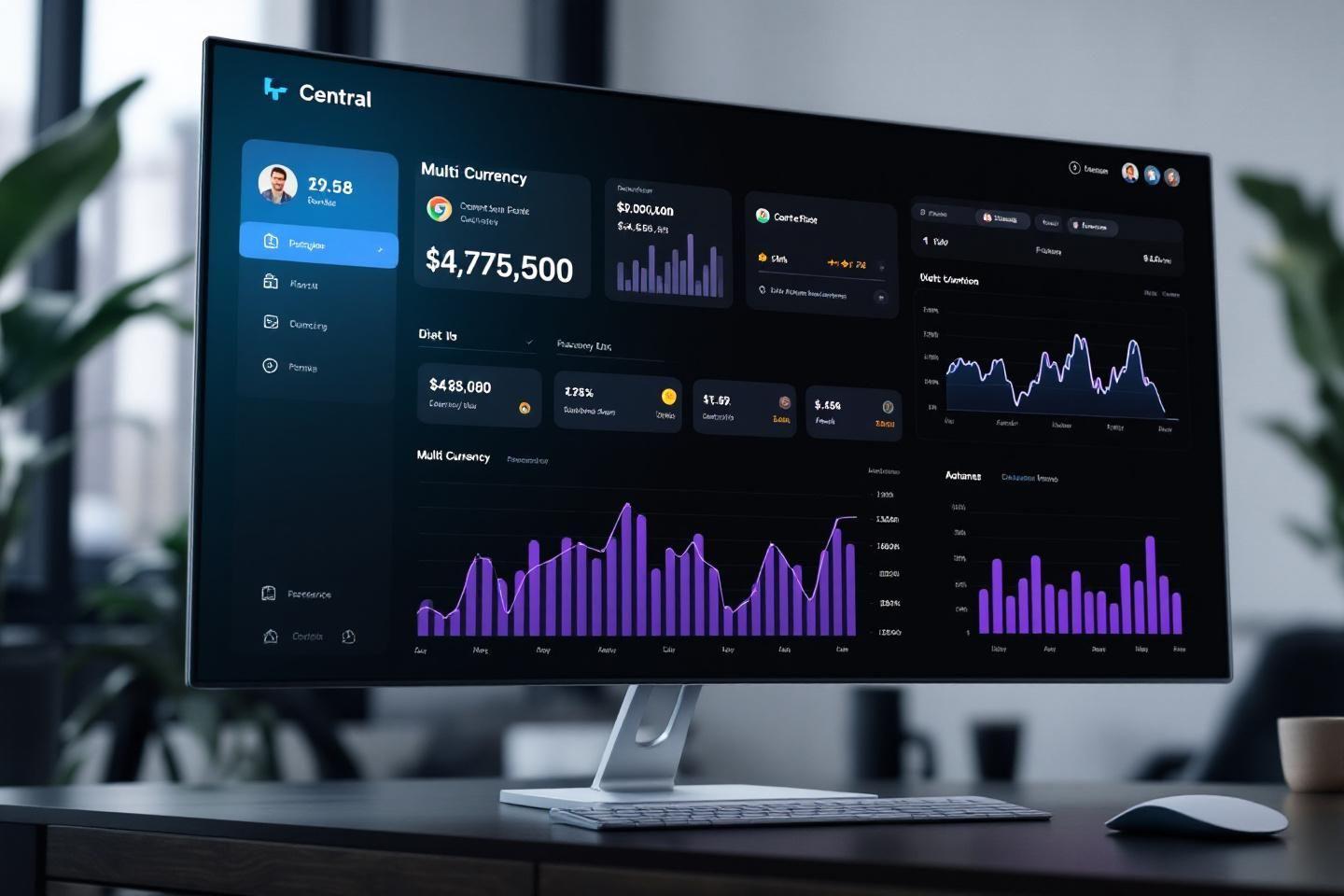 &Eacute;cran d'ordinateur affichant des graphiques et des statistiques financi&egrave;res