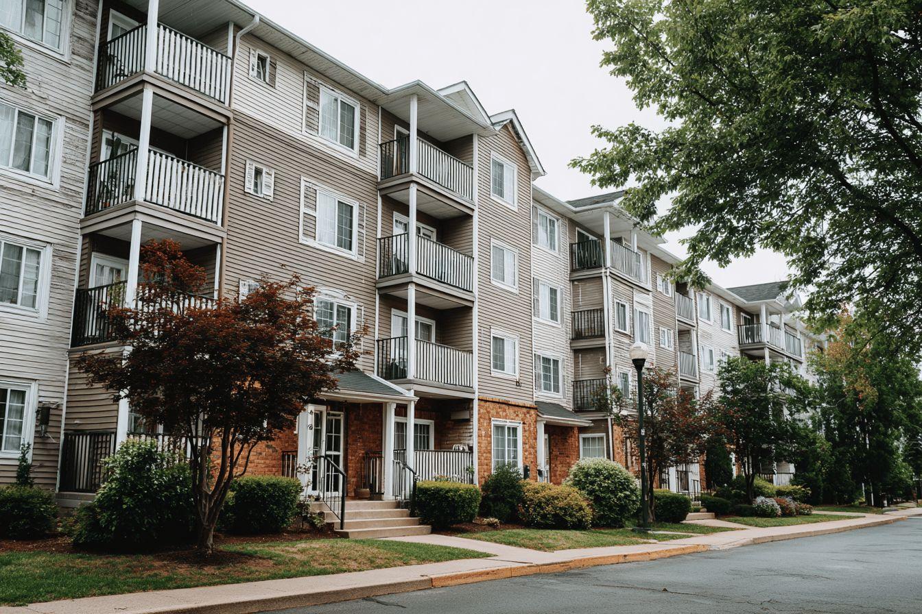 Immeubles résidentiels avec balcons et arbres verdoyants