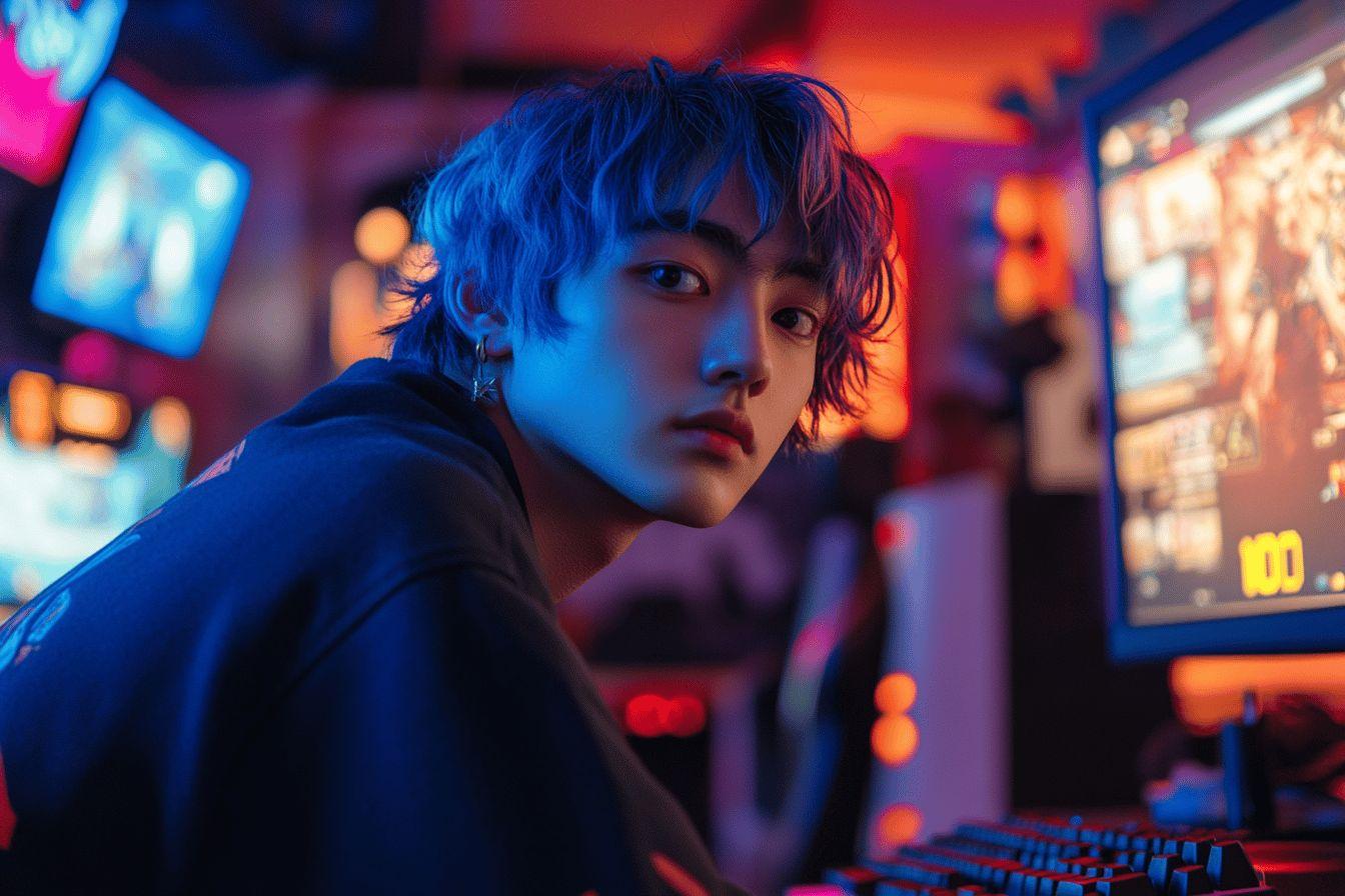 Jeune joueur concentré devant un écran coloré