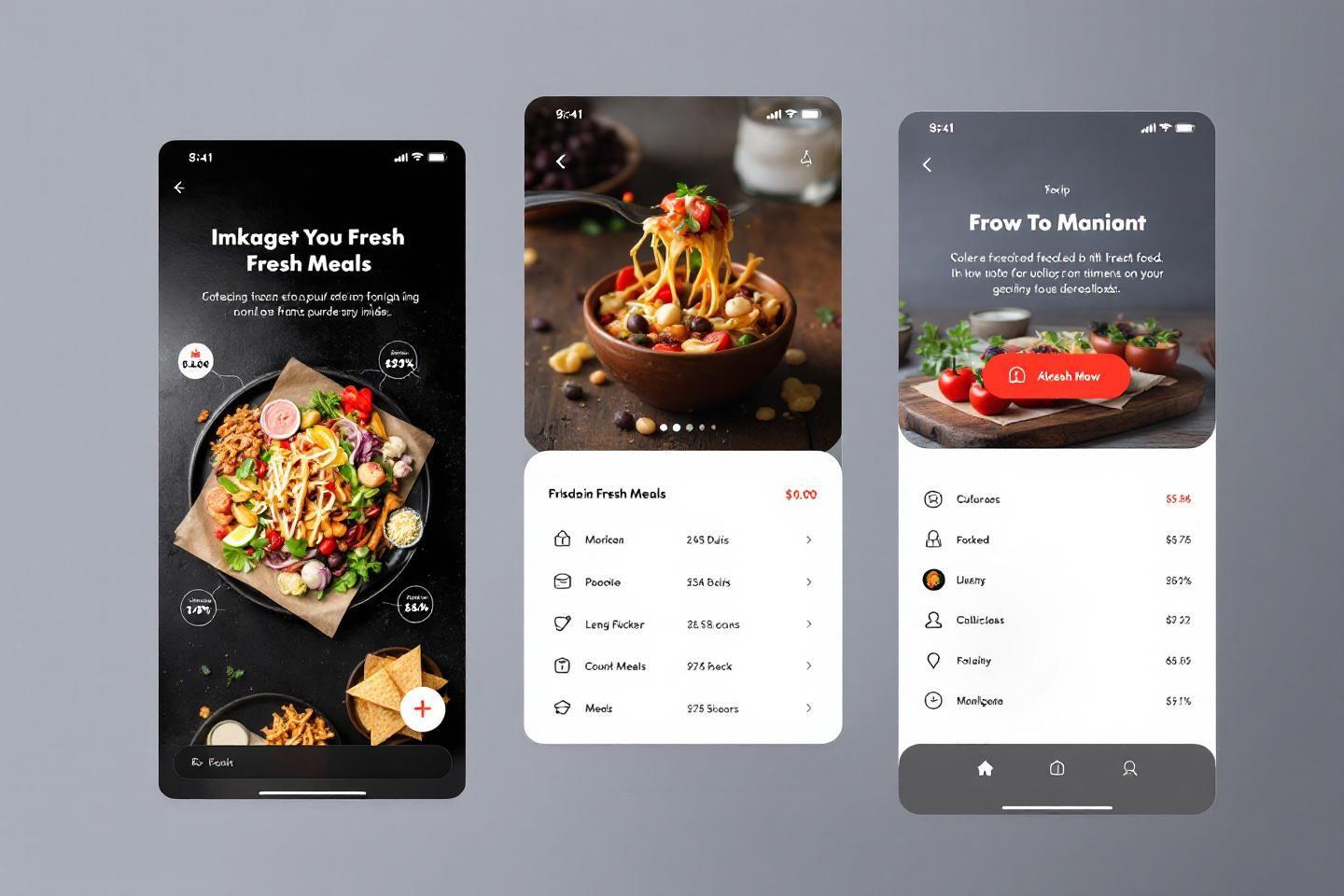 Interfaces d'une application mobile de commande de repas