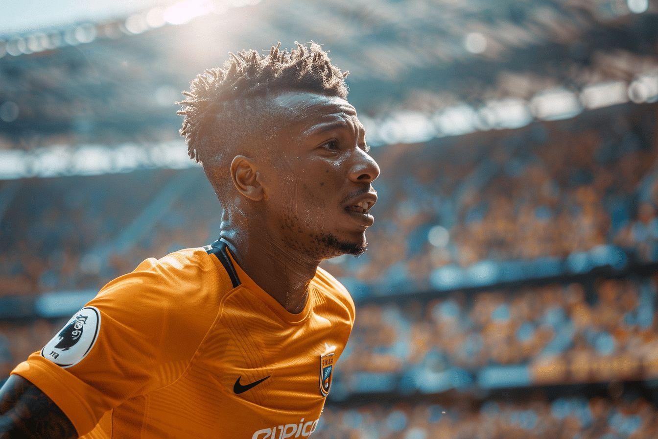 Portrait d'un joueur de football professionnel portant un maillot orange