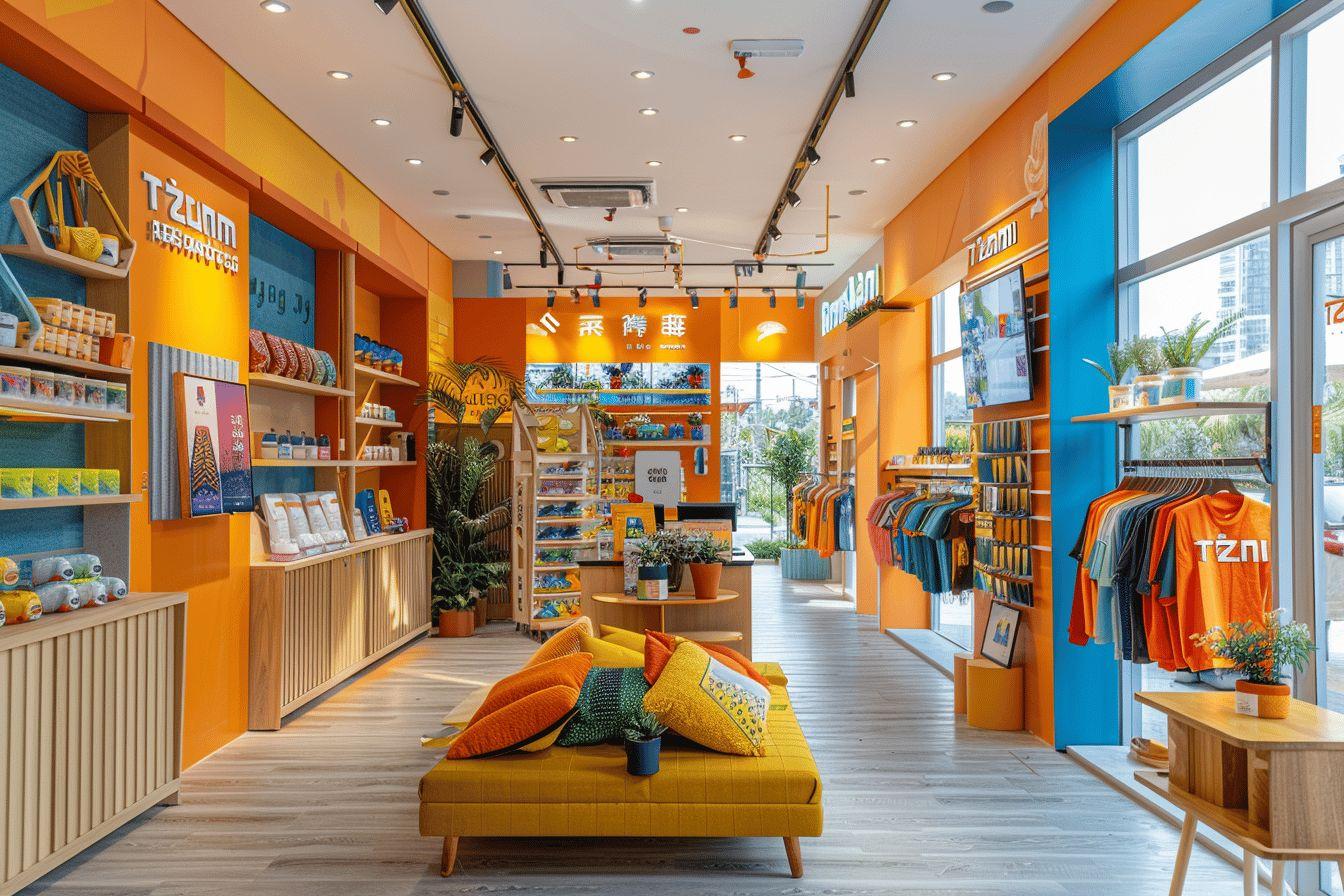 Int&eacute;rieur moderne et lumineux d'une boutique color&eacute;e et accueillante