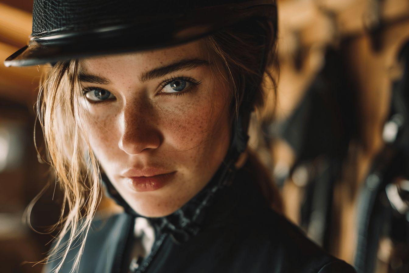 Gros plan d'un visage f&eacute;minin avec des taches de rousseur